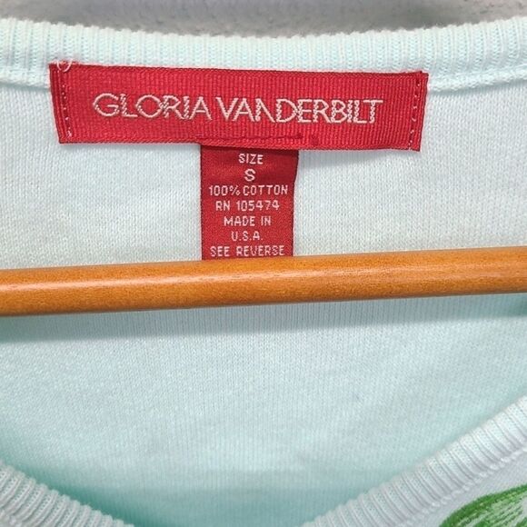 Gloria Vanderbilt Vintage Sweater Small Floral Lightweight Mint Green - Picture 8 of 8